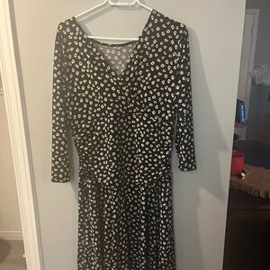 Elegant Black and White Floral Dress